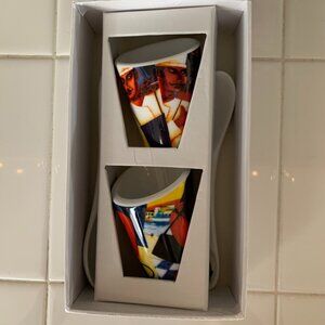 Knuttel Tipperary Crystal Porcelain Egg Cups & Spoon NWOT